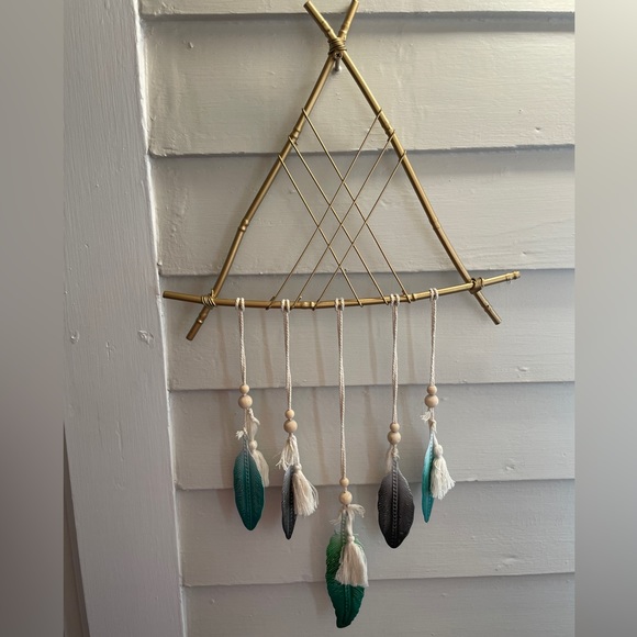 Boho Chic Feather Metal Wall Art Dream Weaver - Picture 4 of 4